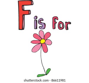 Drawing of Letter 'F is for flower'