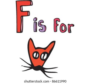 Drawing of Letter 'F is for fox'