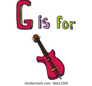 Drawing of Letter 'G is for guitar'