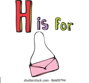 Drawing of Letter 'H is for handbag'