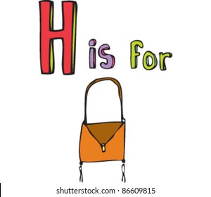 Drawing of Letter 'H is for handbag'