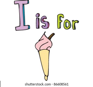 Drawing of Letter 'I is for Ice cream'