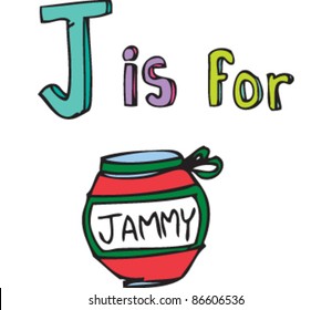 Drawing of letter 'J is for Jam'
