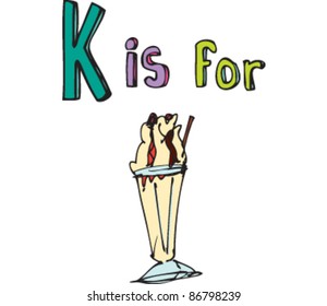 Drawing of Letter 'K is for knickerbocker glory'