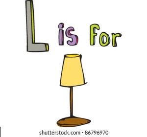 Drawing of 'Letter L is for lamp'