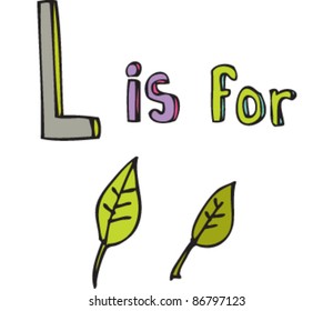 Drawing of 'Letter L is for leaf'
