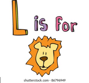 Drawing of 'Letter L is for lion'