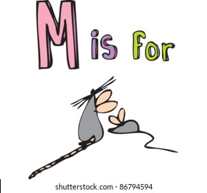 Drawing of 'Letter M is for mouse'