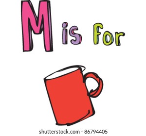 Drawing of 'Letter M is for mug'