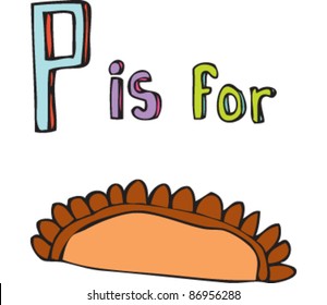 drawing of letter 'P is for pasty'