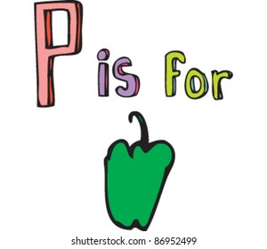Drawing of Letter 'P is for pepper'