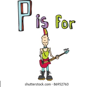 Drawing of Letter 'P is for Punk'