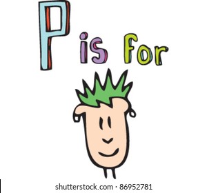 Drawing of Letter 'P is for Punk'