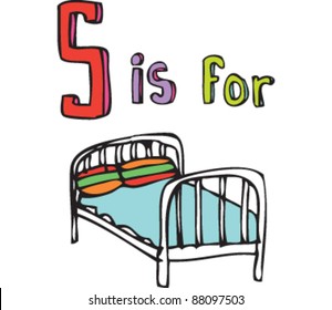 Drawing of Letter S is for Single Bed
