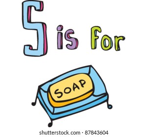 Drawing of Letter S is for Soap