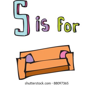 Drawing of Letter S is for Sofa