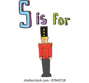 Drawing of Letter S is for soldier