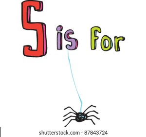 Drawing of Letter S is for spider