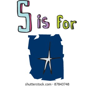 Drawing of Letter S is for star