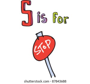 Drawing of Letter S is for stop sign