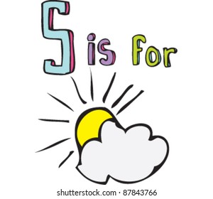 Drawing of Letter S is for Sun