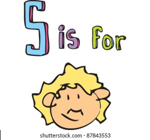 Drawing of Letter S is for surfer dude