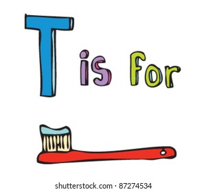 Drawing of Letter 'T is for Toothbrush'