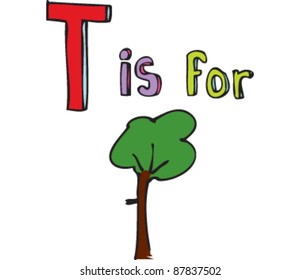 Drawing of Letter T is for Tree