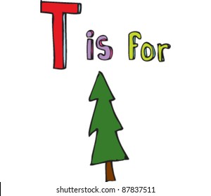 Drawing of Letter T is for Tree