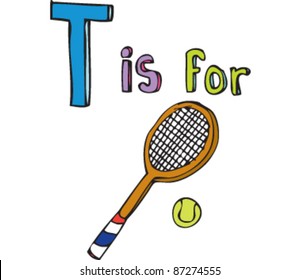Drawing of Letter 'Tennis Racket'