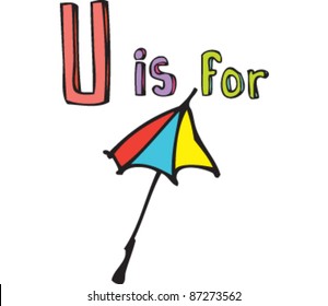 Drawing of Letter 'U is for Umbrella'