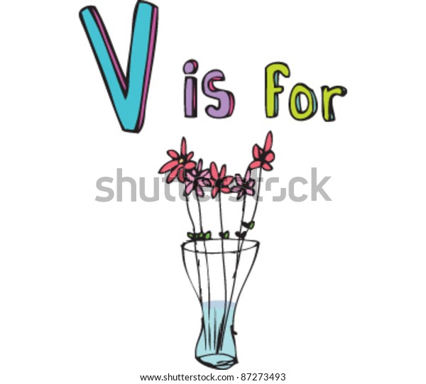 Drawing Letter V Vase Stock Vector Royalty Free 87273493