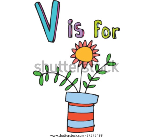 Drawing Letter V Vase Stock Vector Royalty Free 87273499