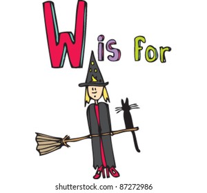 Drawing of Letter 'W is for Witch'