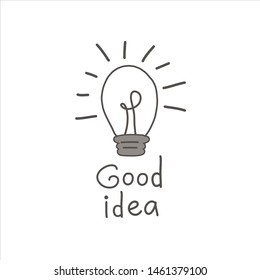 Drawing  light bulb in the style of a doodle. A symbol of a good idea