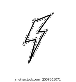 A drawing of a lightning bolt on a white background
