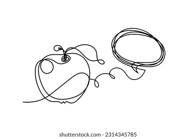 Drawing line apple with comment on the white background. Vector