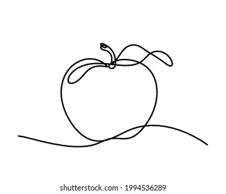 Drawing line apple on the white background. Vector