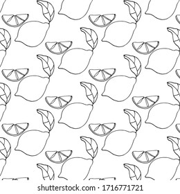 Zeichnen Linie Kunstmuster Zitrone Vitamin Zitronencitrus gesunde Vektorillustration Illustration Obst frische Naturskizze Scheibe Tapete Textur Doodle