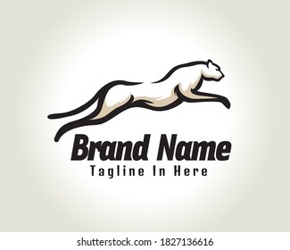 drawing line art running, jump fast speed black cat, lion, tiger, panther, cheetah logo symbol design illustration