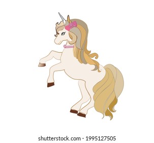 Drawing Line art ,symbol Unicorn so cute . Isolate on white background. Copy space for your text. Vector illustration.
