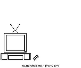 Drawing Line art of television for feeling alone blank space for the text