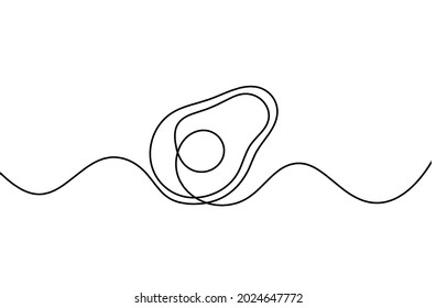 Drawing line avocado on the white background. Vector