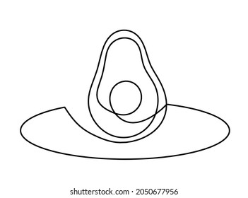 Drawing line avocado on the white background. Vector