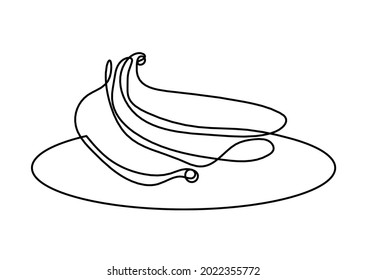 Drawing line banana on the white background. Vector
