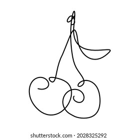 Drawing line cherry on the white background