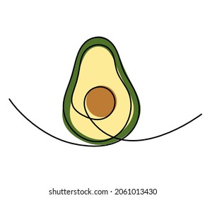 Drawing line of color avocado on the white background. Vector