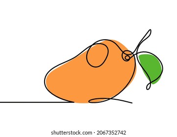 Drawing line color mango on the white background. Vector