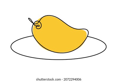 Drawing line color mango on the white background. Vector