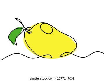 Drawing line color mango on the white background. Vector